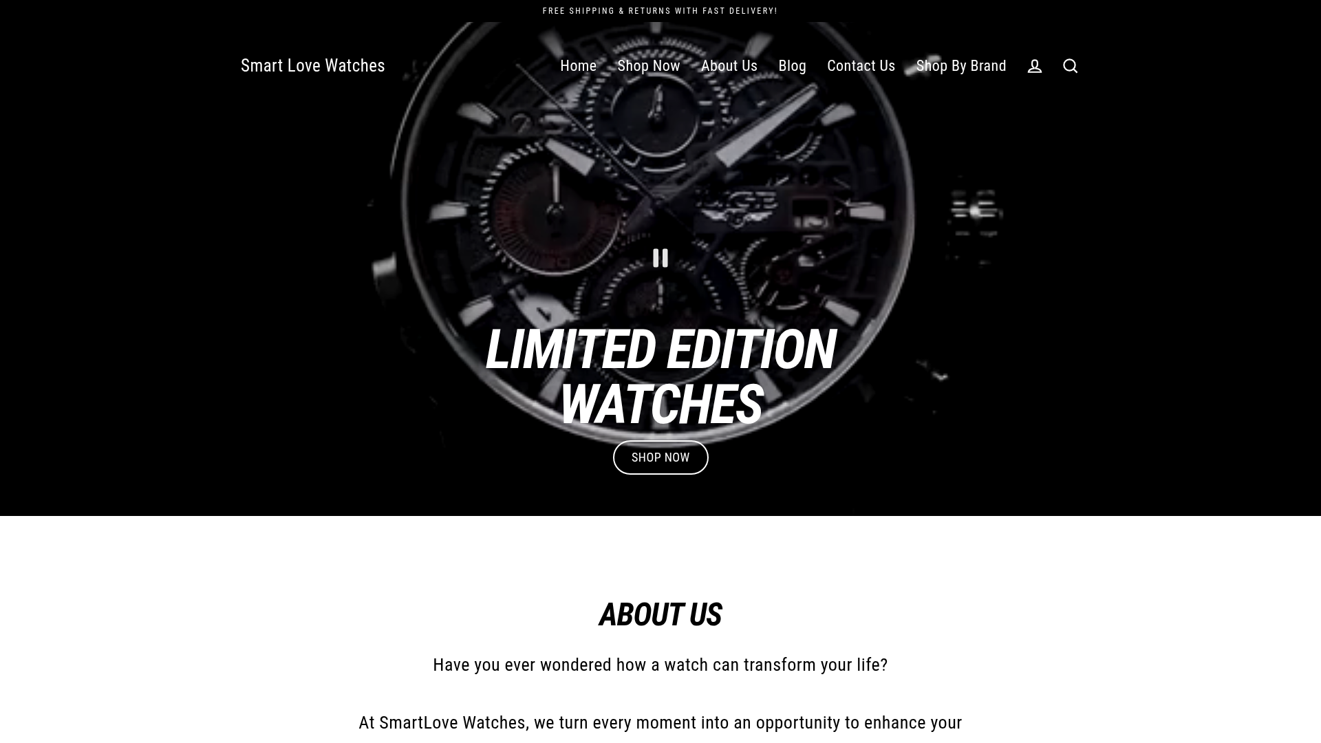 Smart Love Watches luxury timepiece Shopify storefront